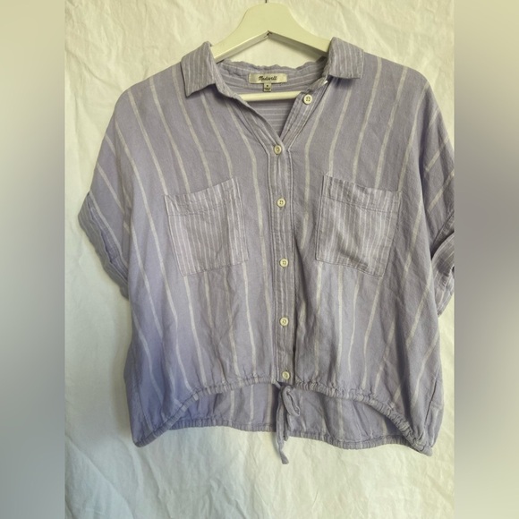 Madewell Linen-Blend Button-Up Drawstring Shirt in
Stripe-Play Size Medium - Picture 5 of 14